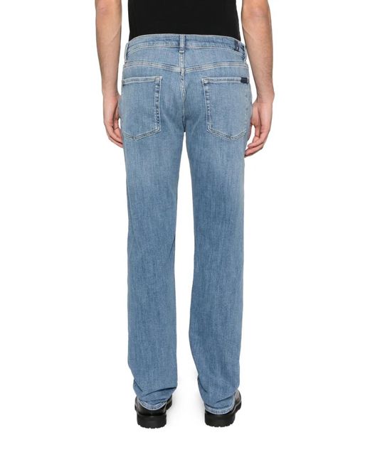 7 For All Mankind Blue Topstitch Jeans for men
