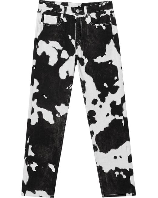 Burberry Black Straight Fit Cow Print Jeans