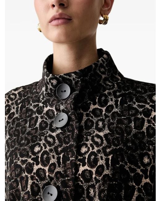 Joseph Ribkoff Black Leopard-Print Button-Up Jacket