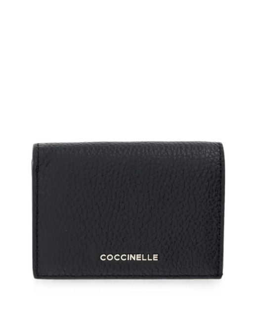 Coccinelle Black Logo-Print Pebbled-Leather Wallet