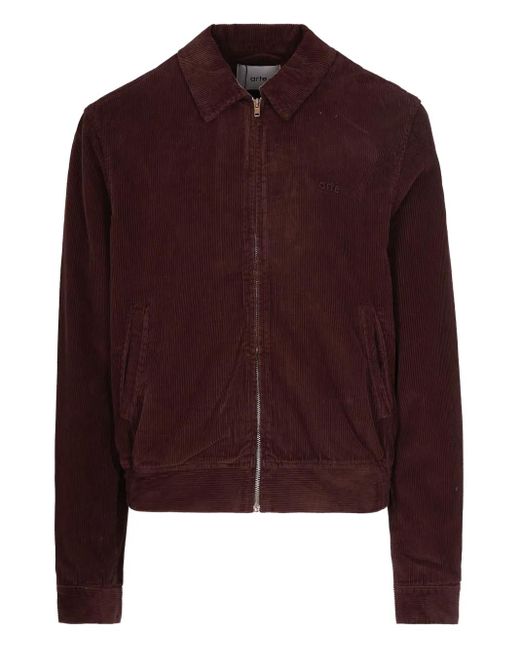 Arte' Purple Corduroy Zip Jacket for men
