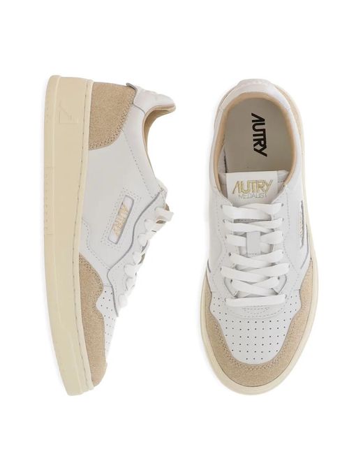 Autry White Medalist Low Lace-Up Sneakers