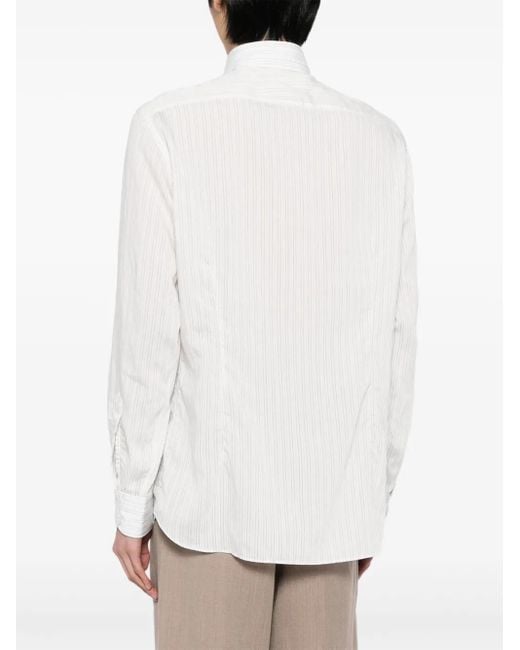 Lardini White Striped Button-Up Shirt for men