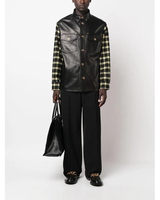 Versace Black Leather Shirt for men