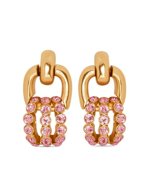 Oscar de la Renta White Pave Link Crystal-embellished Earrings