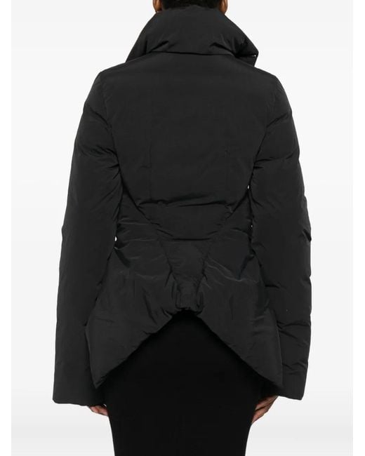 Rick Owens Black Asymmetrical Quilted Jacket