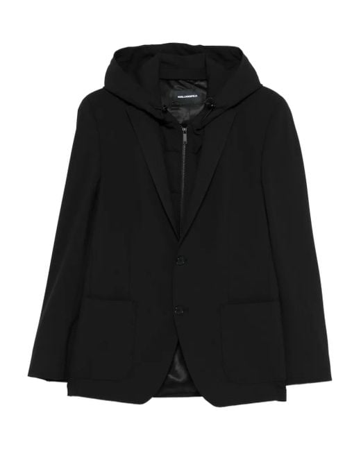 Karl Lagerfeld Black Hooded Blazer for men