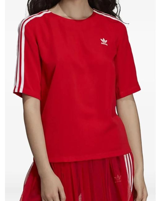 Adidas Red Stadium 3-Stripes T-Shirt