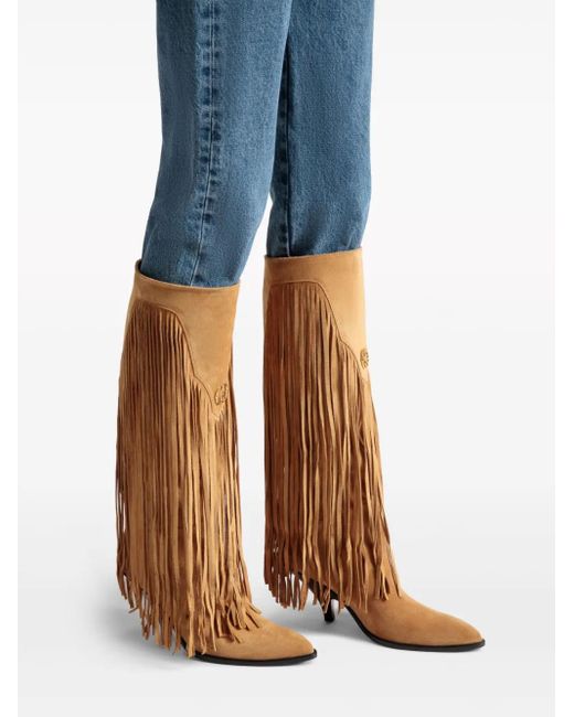 Bally Brown 40Mm Fringed Suede Boots