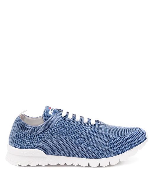 Kiton Blue Textured Lace-Up Low-Top Sneakers for men