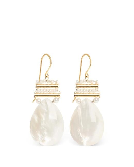 freya rose White Drop-Design Earrings