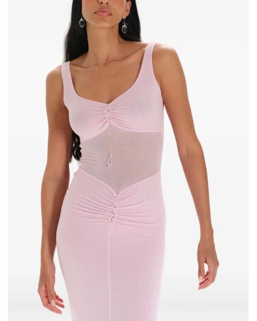MANURI Pink Kristen 2.5 Bead-Detail Maxi Dress
