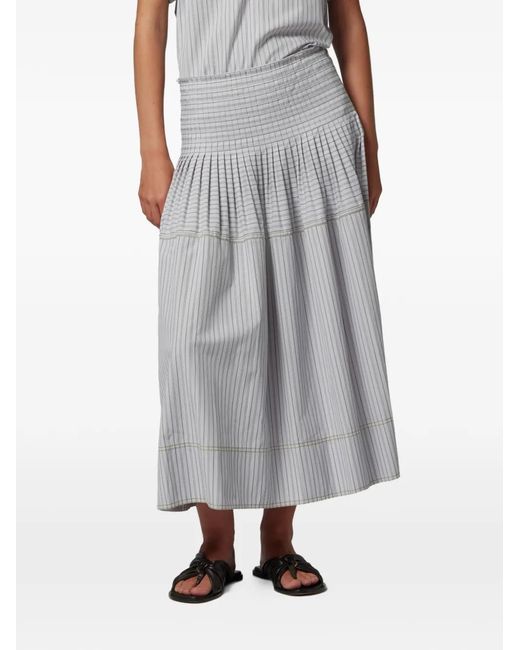 Paul Smith White Striped Midi Skirt