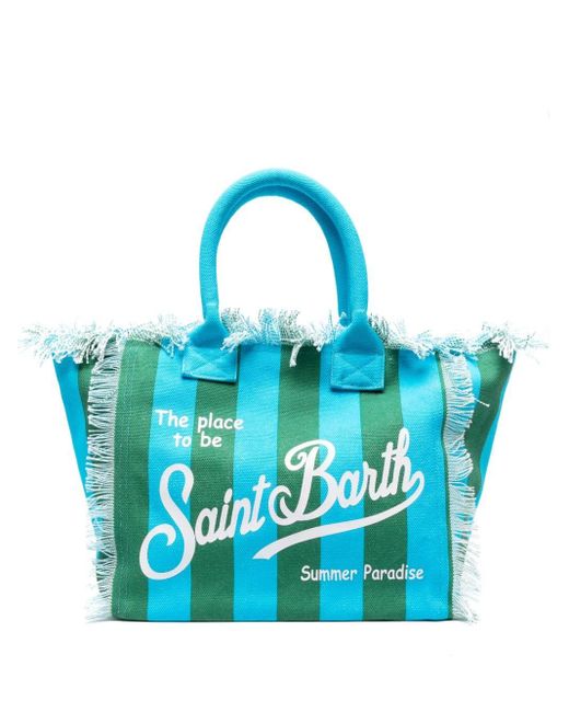 Mc2 Saint Barth Vanity Striped Beach Bag Blue