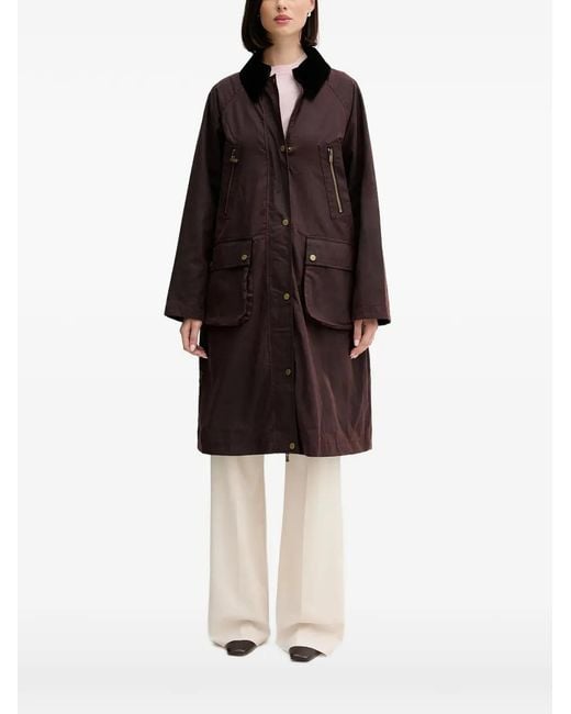 INTROPIA Brown Damaris Button Corduroy-Collar Trench