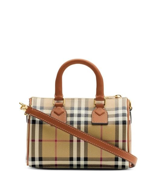 Burberry Brown Mini Check Bowling Bag