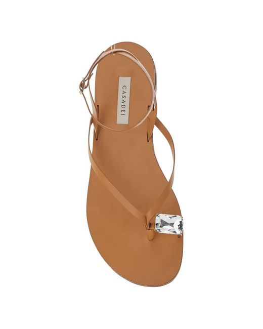 Casadei White Crystal-Embellished Leather Sandals