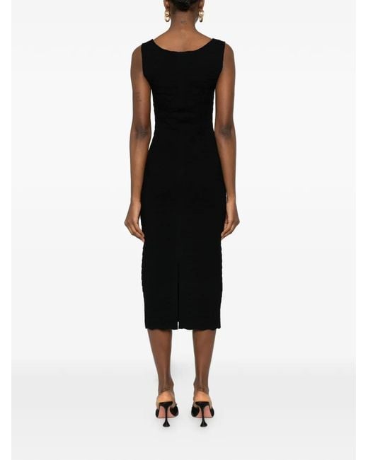 Emporio Armani Black Ribbed Sleeveless Midi Dress