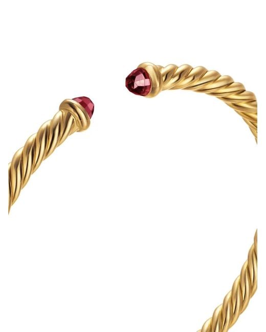 David Yurman Metallic 18Kt Cablespira Garnet Cuff