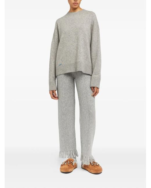 Alanui Gray Crew-Neck Knitted Sweater