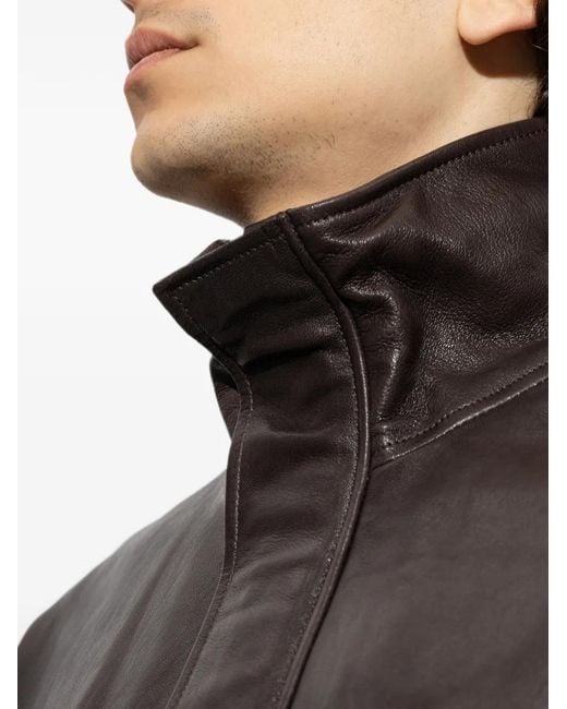 Arma Gray Paulo High-Neck Leather Jacket for men