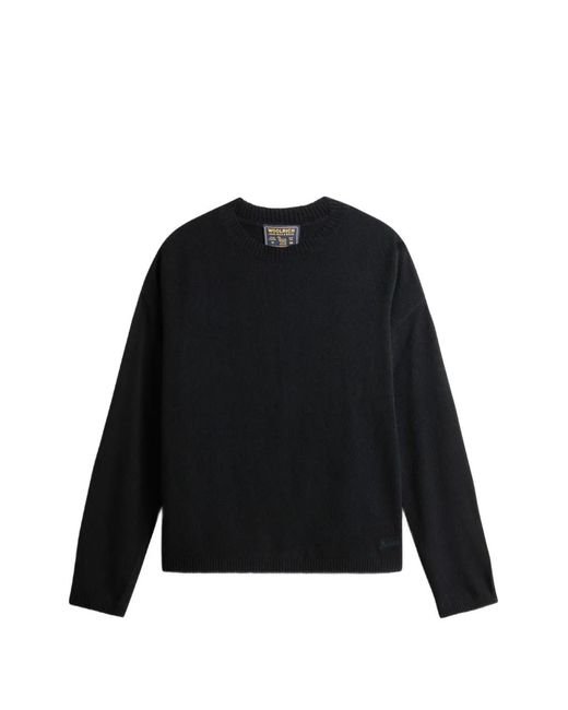 Woolrich Black Crew-Neck Drop-Shoulder Sweater