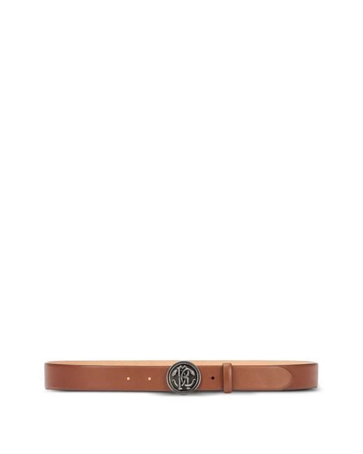 Roberto Cavalli White Snake-Buckle Leather Belt for men