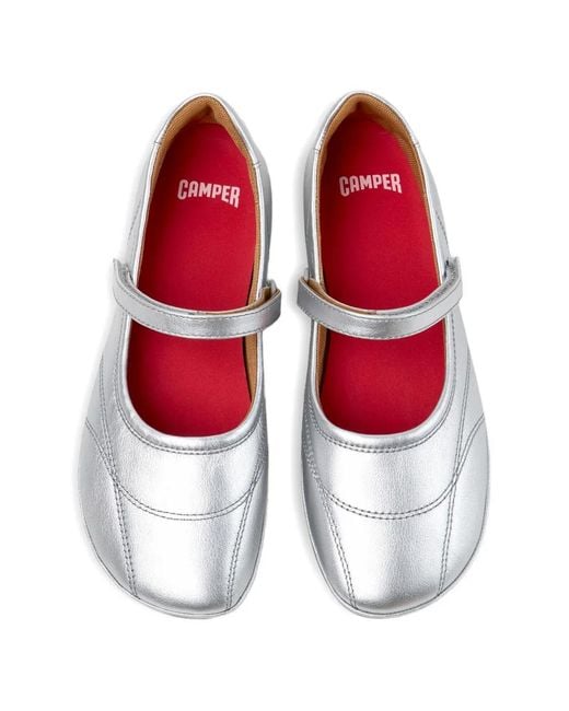 Camper White Right Nina Touch-Strap Ballet Flats