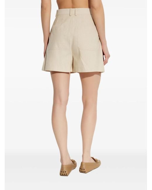 Paul Smith Natural Pleated High-Rise Shorts