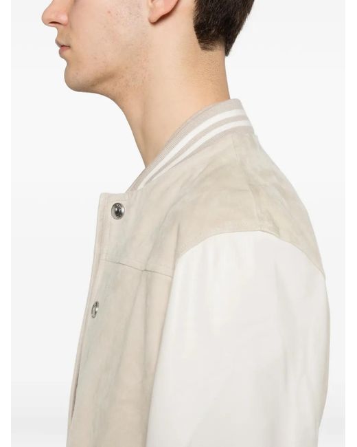 Eleventy White Striped Bomber Jacket for men