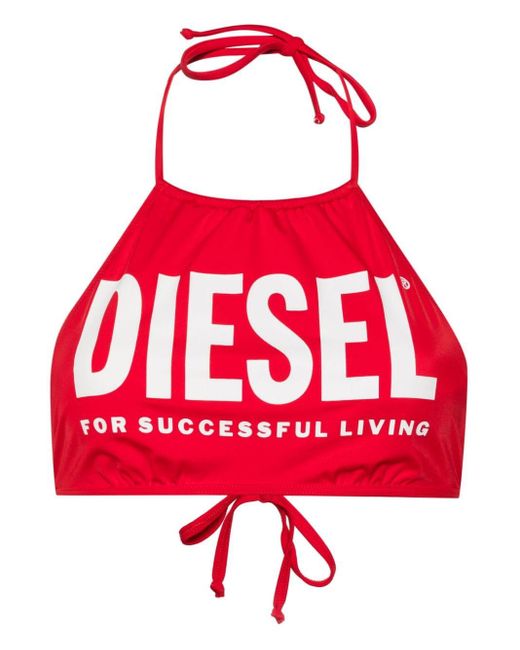 DIESEL Red Bfb-lea Bikini Top