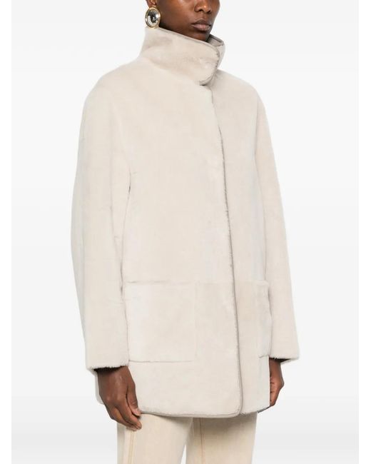Simonetta Ravizza White Reversible Shearling Coat