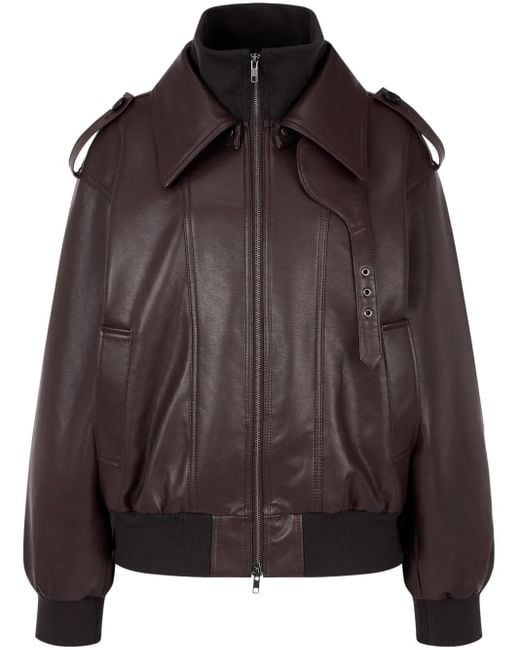Studio Tomboy X Brown Faux-Leather Bomber Jacket