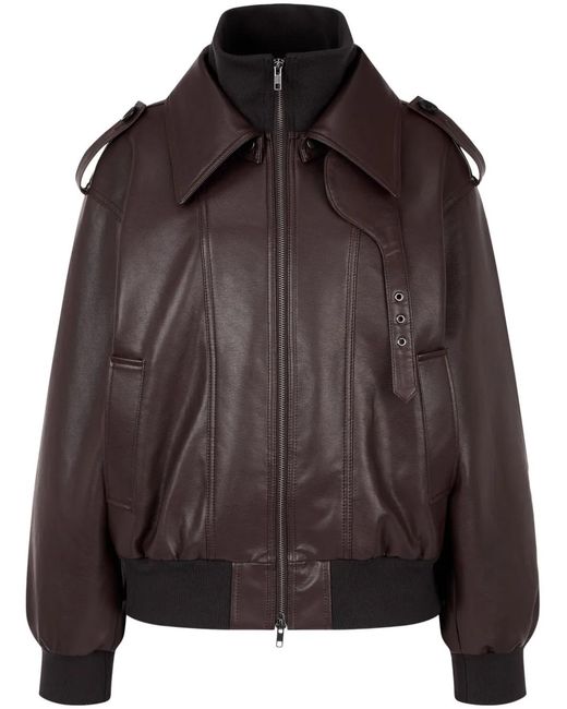 Studio Tomboy X Brown Faux-Leather Bomber Jacket