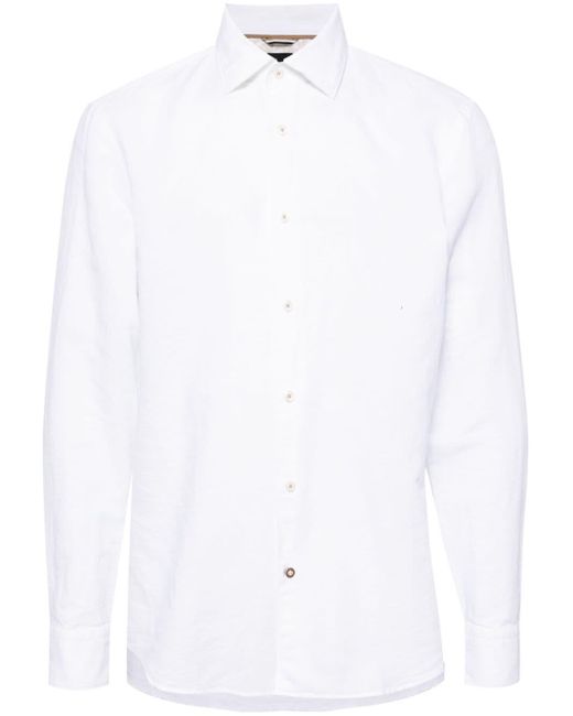 Boss Linnen Overhemd in het White voor heren