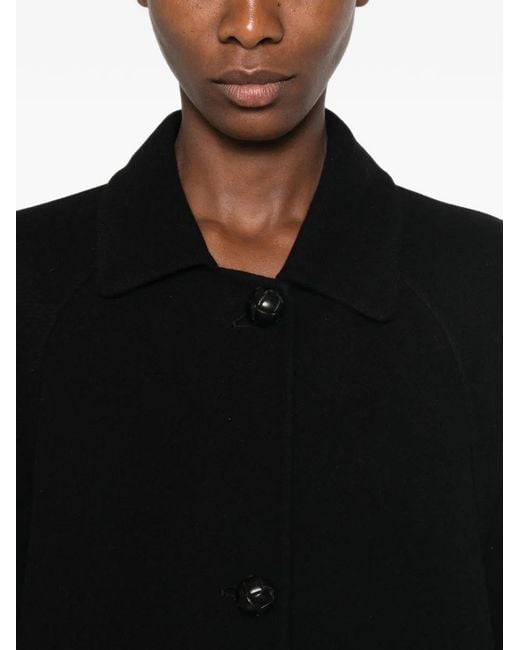 The Row Black Single-Breasted Wool Coat