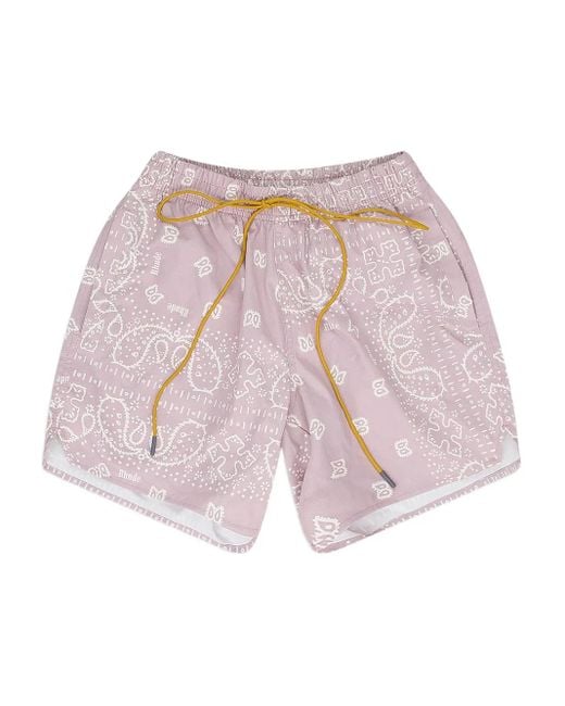 Rhude Pink Bandana Swim Shorts for men