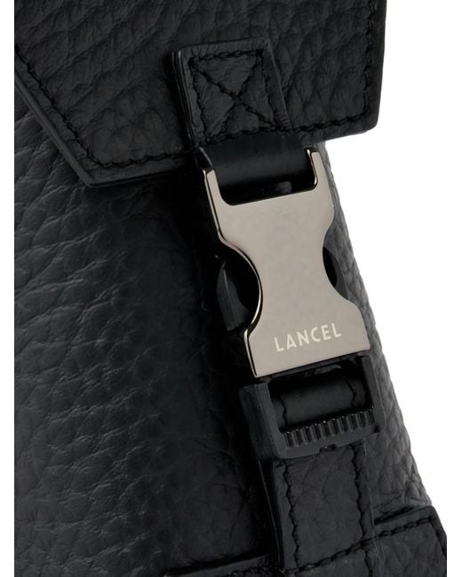 Lancel Black Milo Leather Keyring for men