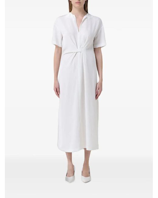 MEIMEIJ White Twist-Detail Short-Sleeve Dress