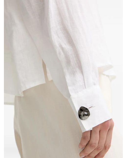 ARMANI EXCHANGE White Linen Poplin Long-Sleeve Shirt