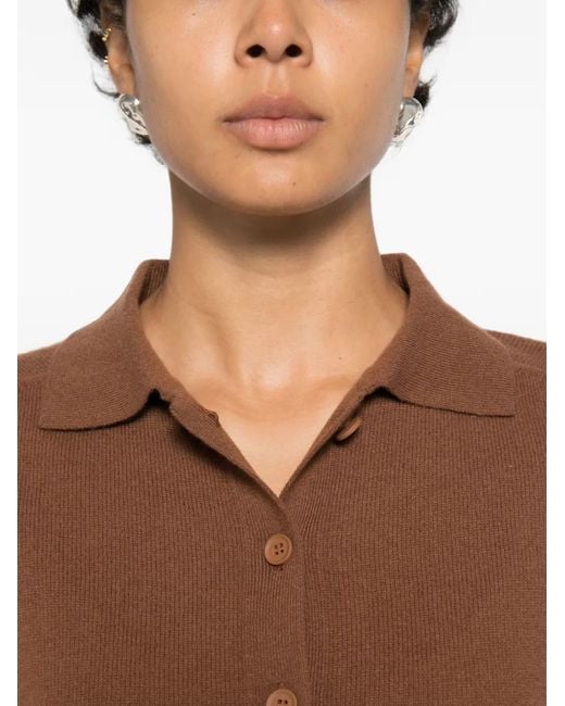iBlues Brown Button-Up Collared Cardigan