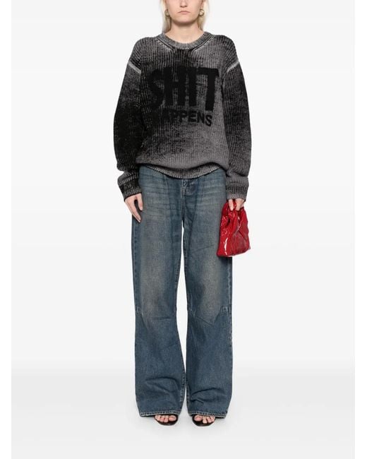 R13 Black Reverse-Printed Wool Jumper