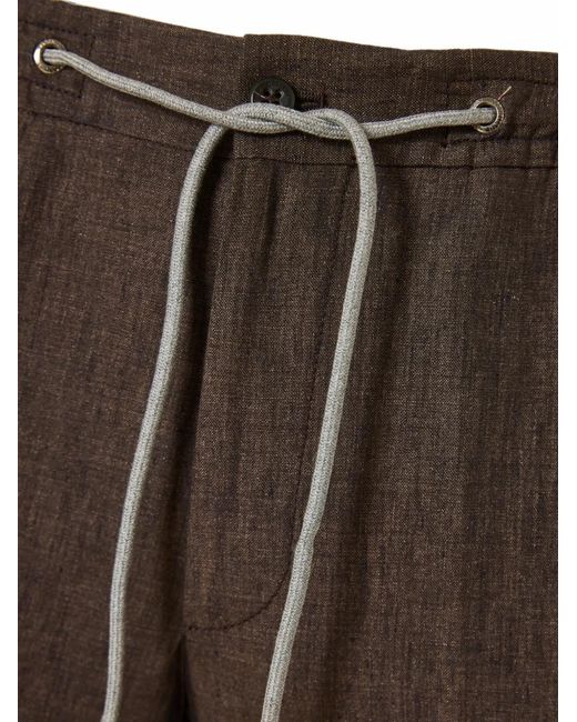 Corneliani Gray Drawstring-Waist Pressed-Crease Trousers for men