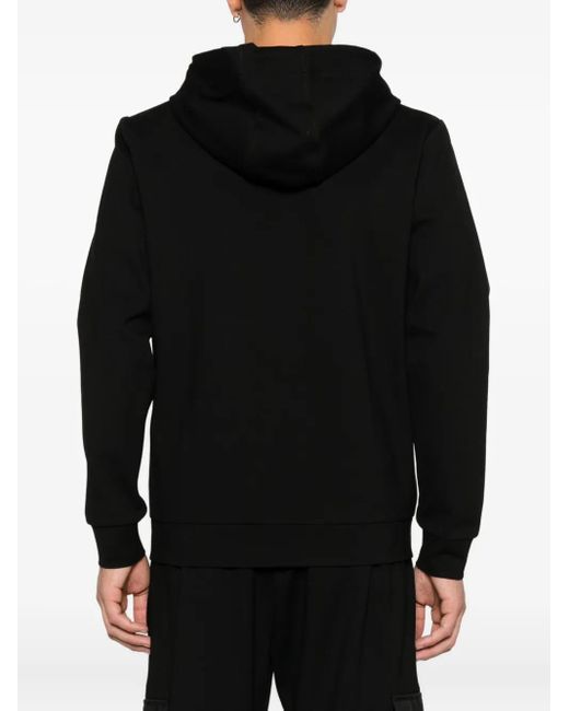 Yes London Black Logo-Patch Zip-Up Hoodie for men