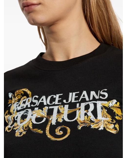 Versace Jeans Couture Black Crystal Outline Barocco Mini Dress