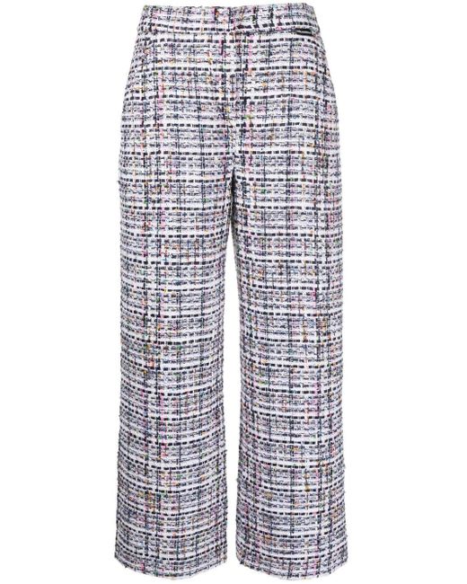 Karl Lagerfeld Boucle Tweed Cropped Trousers in Blue | Lyst