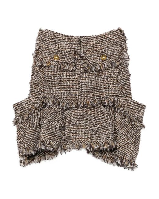 Sacai Brown Fringed Tweed Skirt
