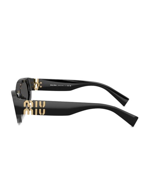 Miu Miu Black Eckige Sonnenbrille Mit Logo-Schild