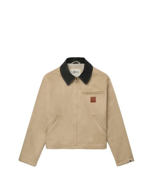A Bathing Ape Natural Collared Logo-Patch Jacket