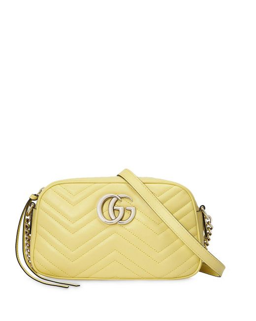Gucci Yellow Small GG Marmont Leather Shoulder Bag